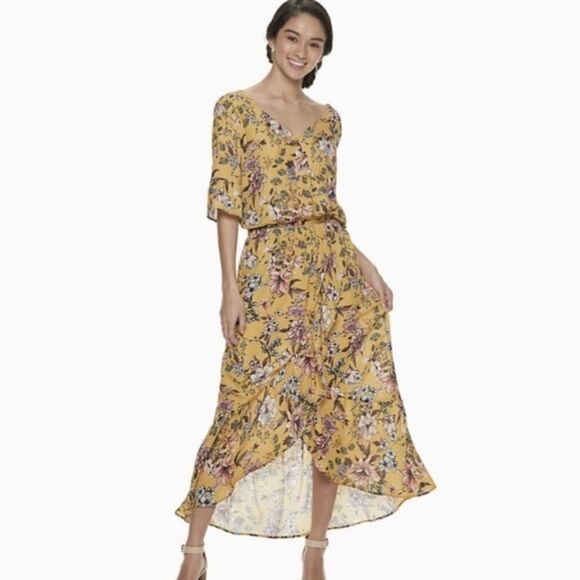 Live To Be Spoiled hi-low skirt. Yellow with flowers med - Picture 13 of 14